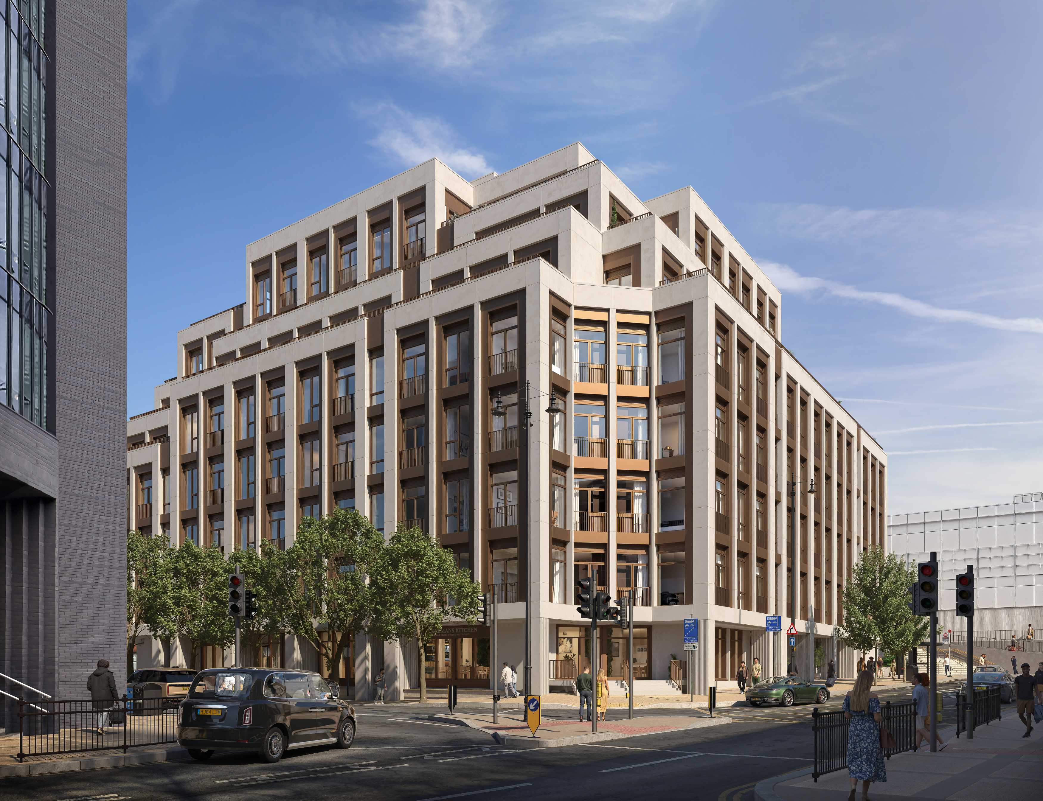 Wimbledon Bridge House exterior London Square development in Wimbledon London